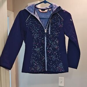 Free Country Kids Raincoat - Navy with Floral Accents